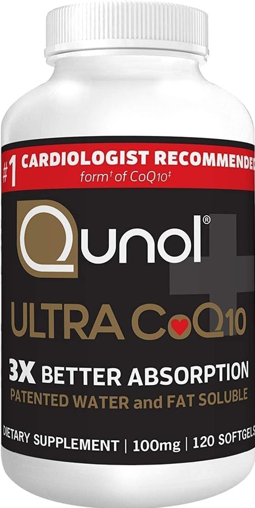 Qunol CoQ10 100mg Softgels, Ultra 3x Parempi imeytyminen Coenzyme Q10 lisäravinteet - antioksidantti täydentää verisuoni-ja sydänterveyden ja energian tuotanto - 4 kuukauden tarjonta - 120