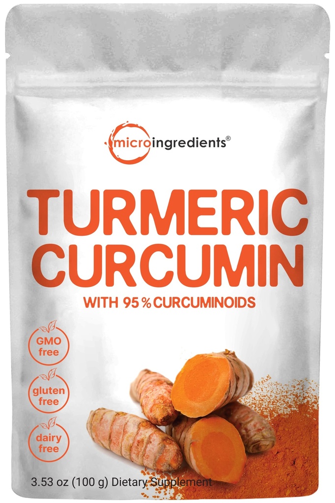 Kurkumauute 95% kurkuminoidit (Luonnollinen kurkumauute ja turmeeriset lisäravinteet), 100 grammaa, runsaasti antioksidantteja Joint & Immunosupport, Ei muuntogeenisiä organismeja, Vegaaniystävällinen, Intia Alkuperä