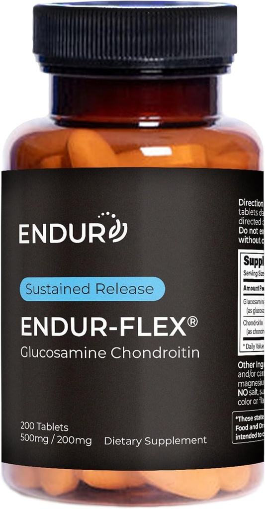 ENDUR- FLEX, Glukosamiinikondroitiinien yhteinen tukilisä aktiivisen liikkumisen säilyttämiseen, Gluteeniton, 500 mg/200 mg (200 tablettia)