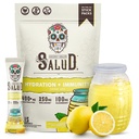 Salud 2-in-1 Hydration Packets + Immuniteetti Elektrolyyttejä Powder, Limonade - Agua Fresca Drink Mix, Elderberry, Dairy & Soy Free, Ei-GMO, Gluteenittomat, Vegan, Low Calorie, 1g sokeria (15 tarjoilua)