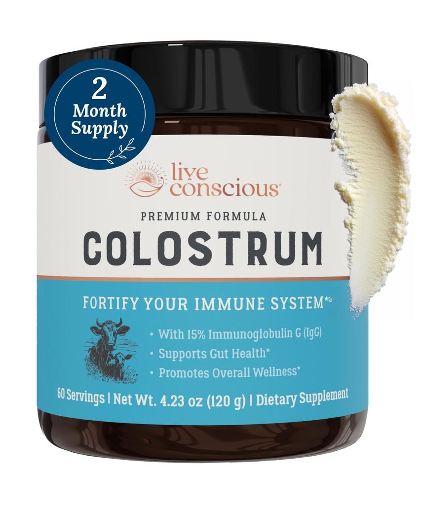 Live Conscious Colostrum Powder - Grass Fed Colostrum täydentää Lactoferriinin Iron Imeytyminen - Naudan Colostrum an Immuunijärjestelmän täydentää