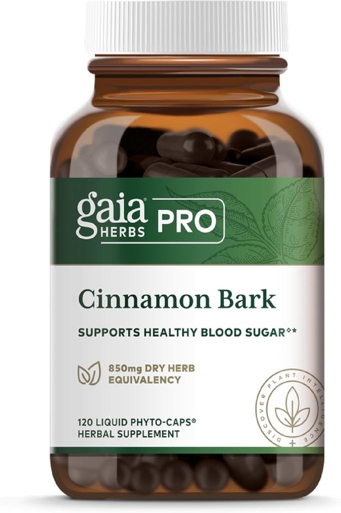 Gaia Herbs Pro Cinnamon Bark - Stöder en hälsosam metabolism - Organisk, Vegan, Soy-Free & Gluten-Free - 120 flytande Phyto-Caps (120 portioner)