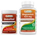 Bästa naturinositolpulver 1 Lb & Magnesium Glycinate 425 mg
