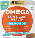 Omega 3 Alaskan Fish Oil Behandlingar för hundar (180 Ct) - Torr & Skin + allergi - Shiny Coats - EPA & DHA Fatty Acids - Natural Salmon Oil Chews - Kyckling Turkiet
