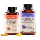 NatureWise Curcumin Turmeric 2250mg & Pellavaöljy 1200mg Omega 3 6 9 Softgels for Joint, Heart & Immuno Support [1 & 2 kuukauden tarjonta]