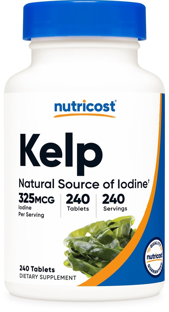 Nutricost Kelp Tabletit, 325 mikrog jodia, 240 tablettia - ei-GMO, gluteeniton