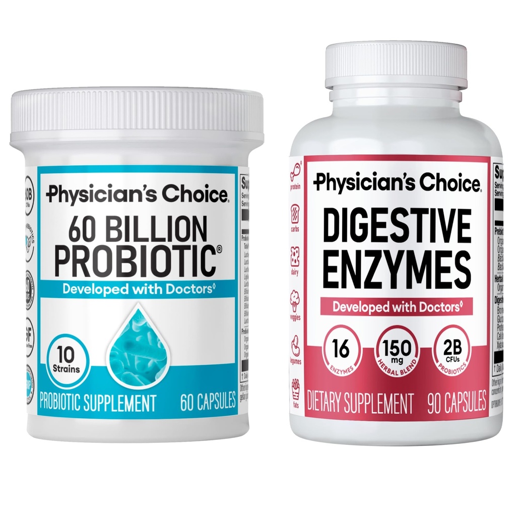 Lääkärin valinta - Optimal Gut Health Bundle: 60 miljardia Probiootti 60ct + Dgestive Enzymes 90ct Dgestive Comfort ja Immuunituki