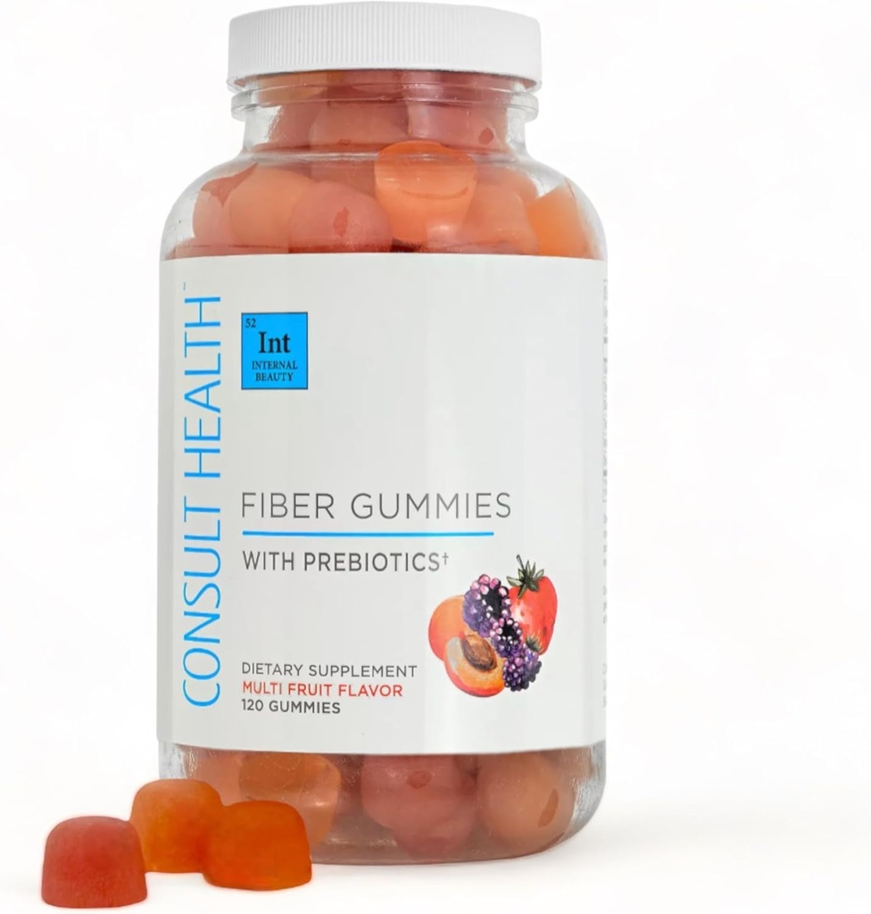 Consult Health Fiber Supplement Gummies - Sokeriton Multi Fruit Flavor - 6g Prebiootti kasvi perustuu kuitu Blend - 120 Count