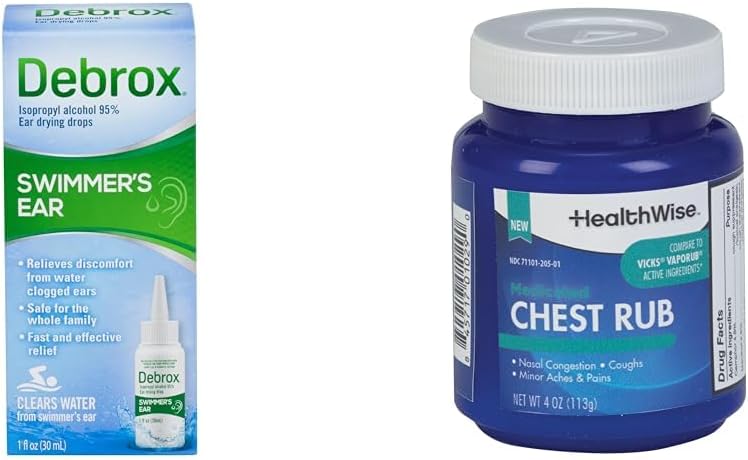 Debrox-uimarin korvatipat, 1 Fl Oz ja HealthWise-lääkeseula, 4 oz. Bundle