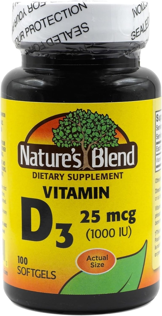 Nature's Blend D3 25 MCG (1000 IU) Helppo niellä, 100 SOFTGELS