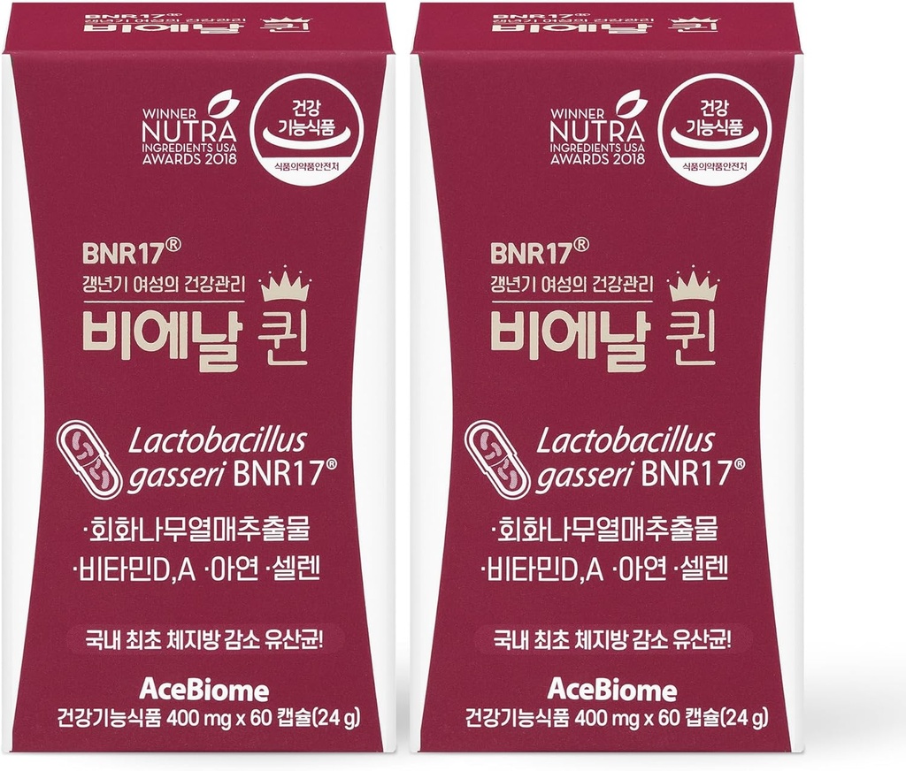 Bnr Queen, Menopausal Support Probiootti naisille, 10 miljardia PMY Taattu, Lactobacillus basseri BNR17, 60Capsules x 2 packs
