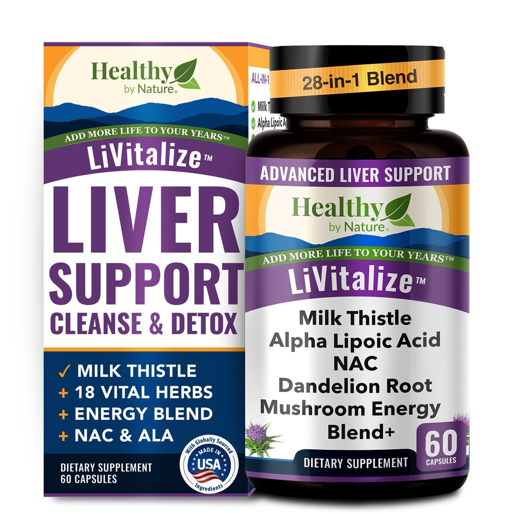 Maksan Cleanse Detox & Korjaus 28-in-1 Maksan tuki - Maito Thistle Voikukka NAC Alpha Lipoic Acid Artisoke & Reishi Chaga Turkki Tail Mushroom . Aktiivinen maksan terveys täydentää, 1540 mg (60 kapselia)