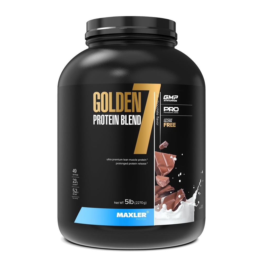 Maxler Golden 7 Protein Blend - Proteiinijauhetta lihasten voitto ja toipuminen - Maito suklaa proteiinijauhe 5 lb