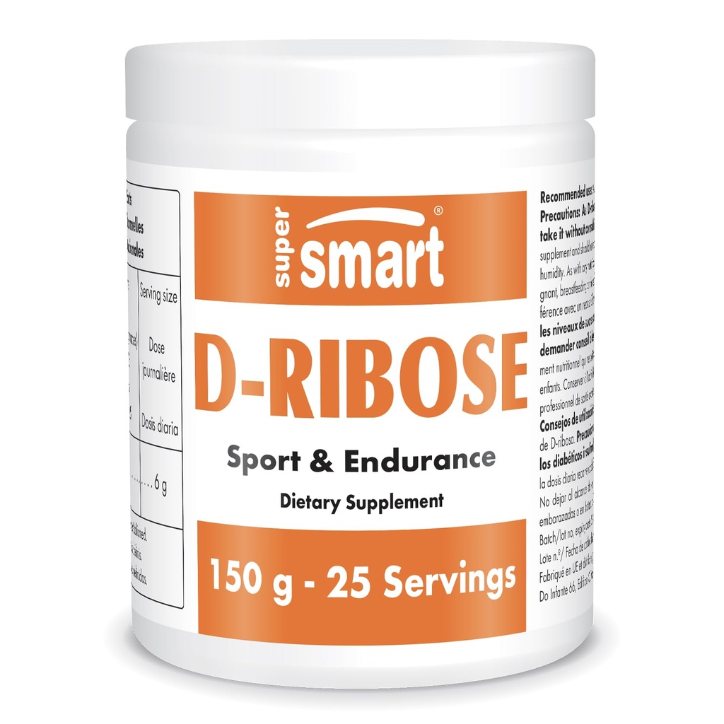 Supersmart - D-Ribose Powder (Luonnon sokeri) 6gm per päivä - ATP-synteesi & tuotanto - Universal Fuel for Energy ...