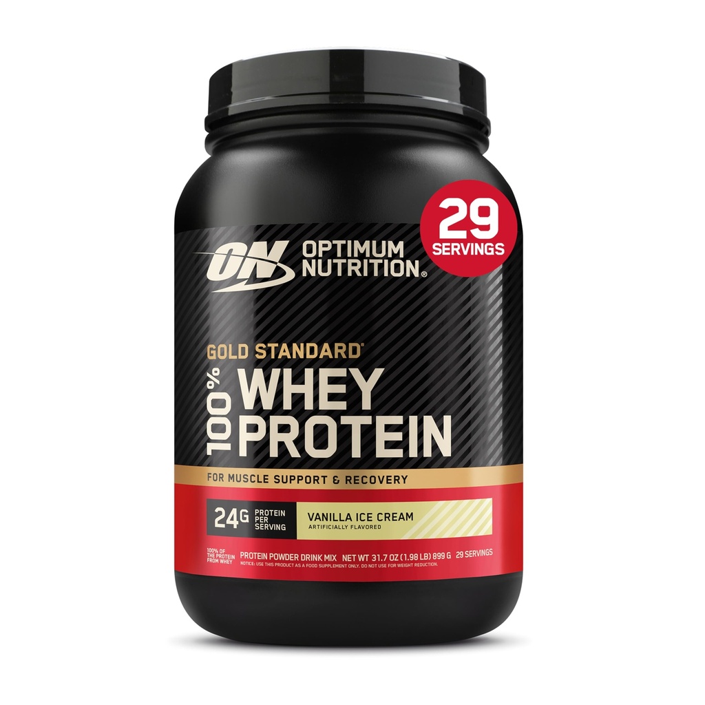Optimum Nutrition Gold Standard 100% Whey Protein Powder, Vanilla Ice Cream, 2 punta (Packing May Vary)