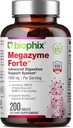 biophix Megazyme Forte 200 tablettia - Natural Plant Proteolyyttiset Enzymes Nattozimes Serrazimes tukee Ruoansulatuselimistön Immuunijärjestelmä