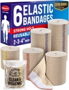 High-Performance Elastic Bandage Wrap - 6 pakkaus (2x2in, 2x3in, 2x4in) - Self-Closing Strong Compression Bandage Wrap varten jalat, nilkat, rannekkeet, ja polvi