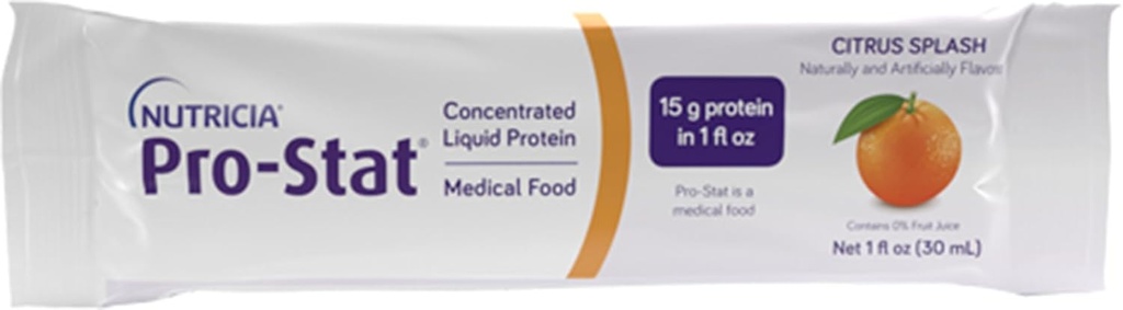 Nutricia Pro-Stat Sugar Free Citrus Splash - 1 oz Packets, Pack of 96 - High-Protein, Ready-to-Drink Medical Food for Wound Care, Muscle Loss och Malnutrition Management