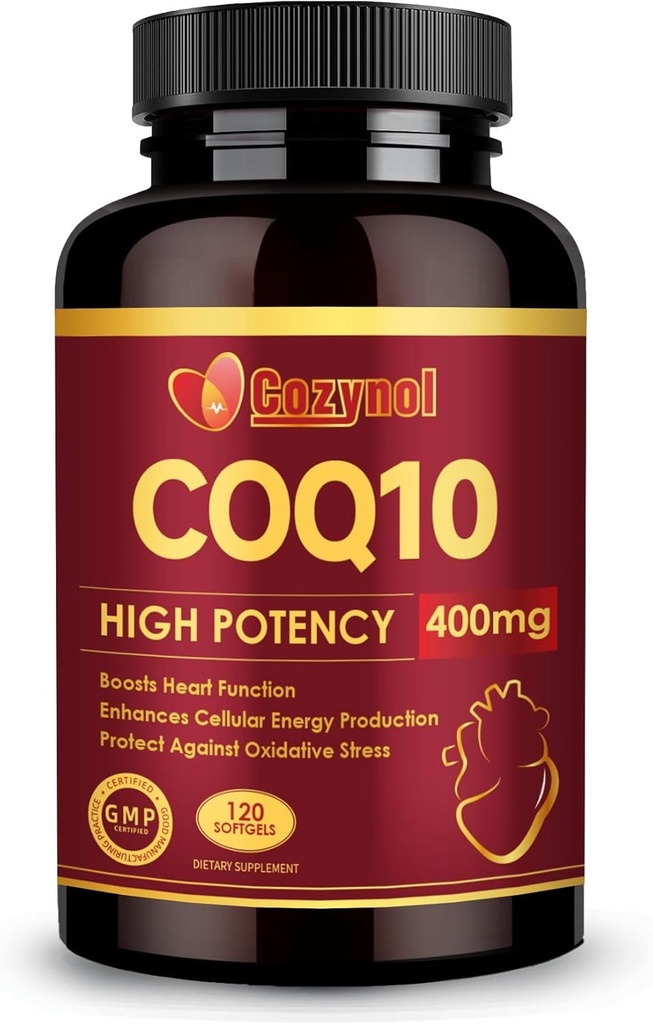 CoQ10 400 mg Softgels Omega 3 & PQQ, tehokas antioksidantti sydänterveyden ja energian tuotantoon, 120