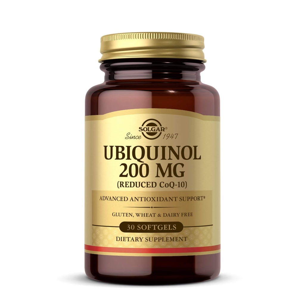 Solgar Ubiquinol 200 mg (Reduated CoQ-10), 30 Softgels - edistää sydämen ja aivojen toimintaa - tukee terve ikääntyminen - Coenzyme Q10 - Ubikinonin täydennysosa - Gluteeniton, maitotuotteeton - 30 tarjoilua