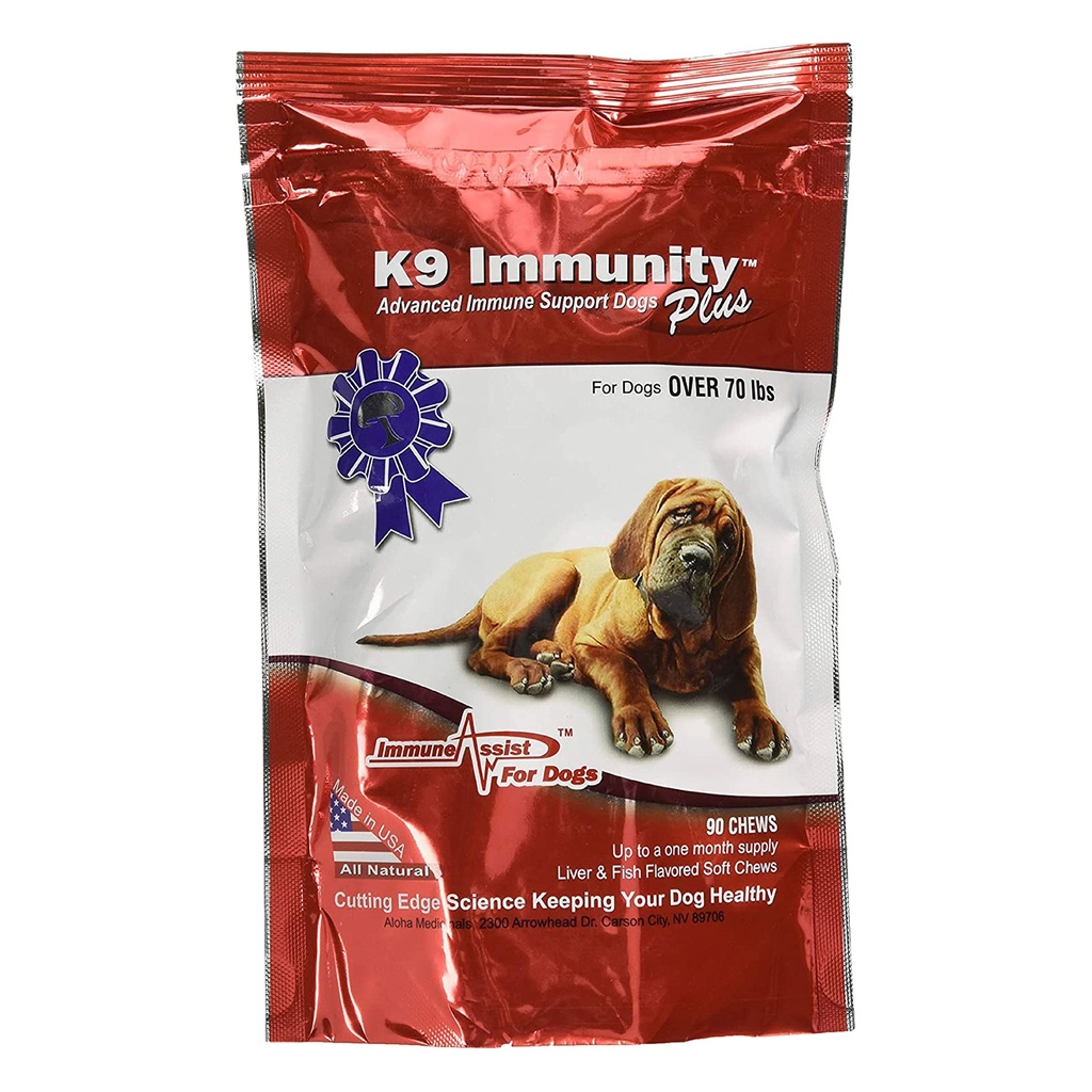 Aloha Medicinals - K9 Immunity Plus - Potent Immune Booster för hundar över 70 pund - 90 mjuka Chews