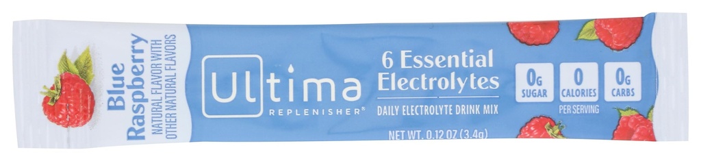 Ultima Replenisher Sininen vadelma Elektrolyytti juoma Mix Single, 0,12 Oz