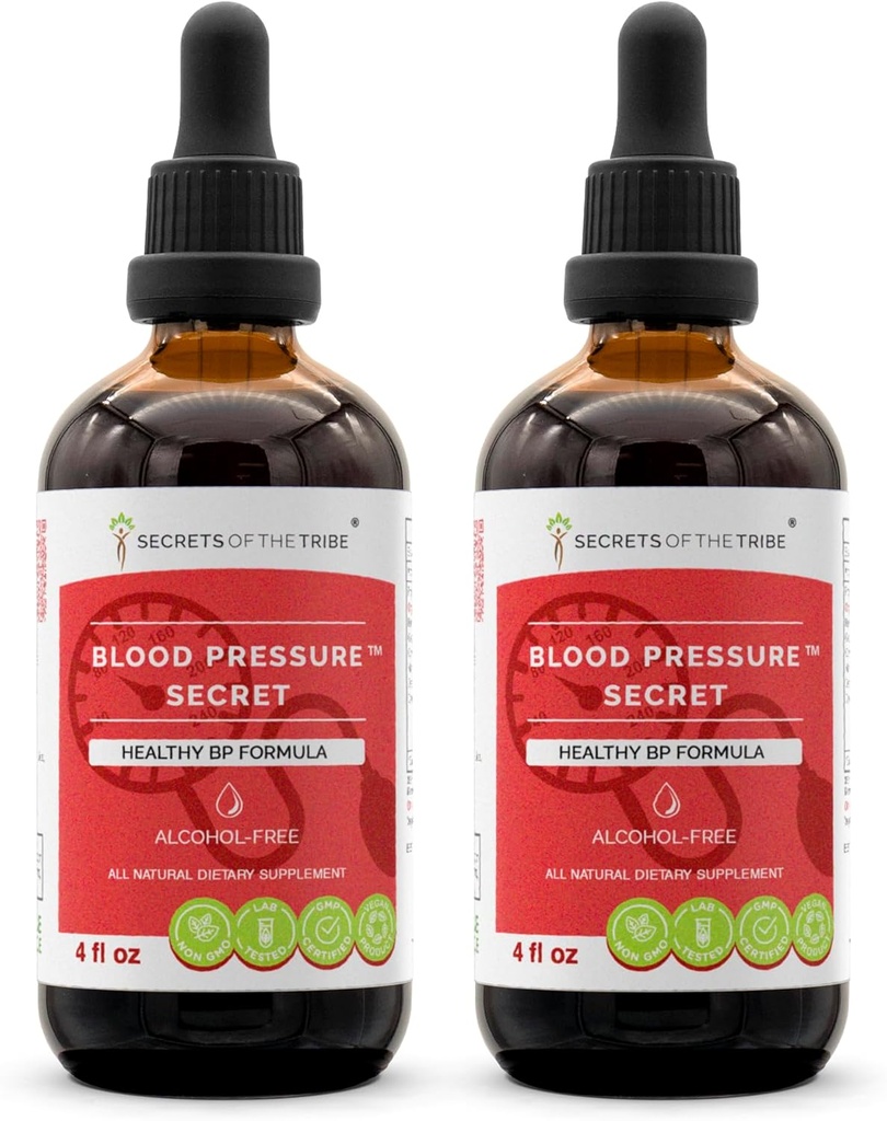 Hemligheter i stammen - blodtryck hemlighet, hälsosam cirkulation Formel, Herbal Supplement Blend Drops alkoholfri flytande extrakt (2x4 fl oz)