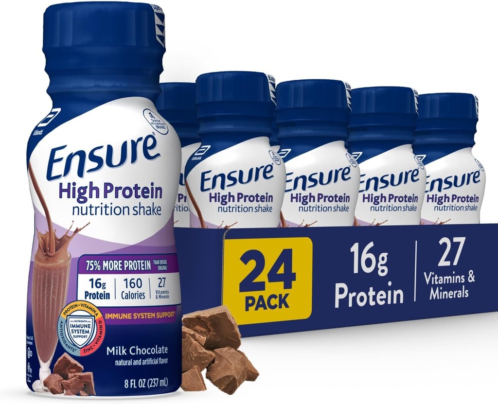 Varmista korkea proteiini Milk Chocolate Nutrition Shake, valmis juomaan, 16g proteiinia ja 27 vitamiinit ja mineraalit, 8 fl oz, 24 pakkaus