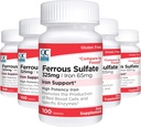 Kvalitetsval Järn 65 mg (325 mg Ferrous Sulfate) Hög styrka Järnstöd Supplement tabletter i 100 greveflaskor (5 Pack)
