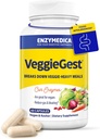 Enzymedica, VeggieGest, Digestive Enzymes, stöder Occasional Gas & Bloating Relief från High Fiber Meals, för Vegan & Vegetarian Diets, Enzyme Blend för Digestive Health, 60 Count