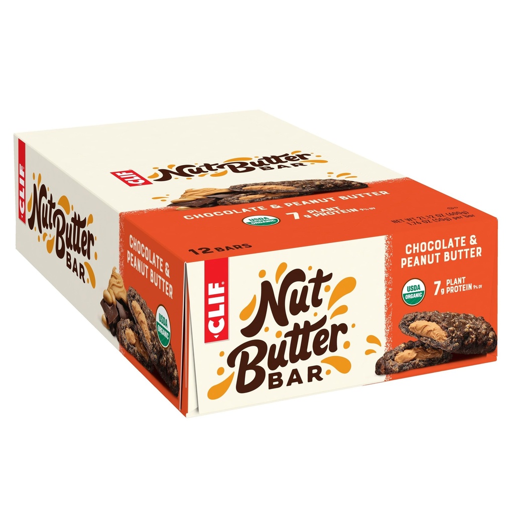 Clif Bar - Pähkinävoita Bar - Luomu Välipalat - Suklaa Maapähkinävoi - Luomu - Kasviproteiini - Ei-GMO (1,76 Ounce Protein Välipalat, 12 Count)