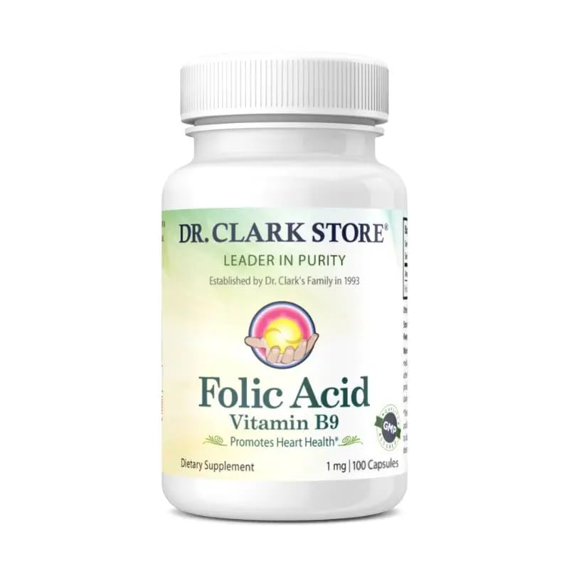 Tri. Clark Folic Acid (Vitamin B9) täydennysosa ... 1 mg, 100 liivatekapselia, välttämätön B-vitamiini päivittäinen terveys