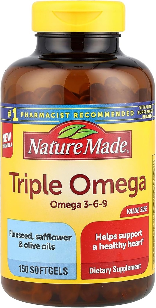 Triple Omega 3-6-9, 150 Softgels Value Size, Omega täydentää sydänterveyden