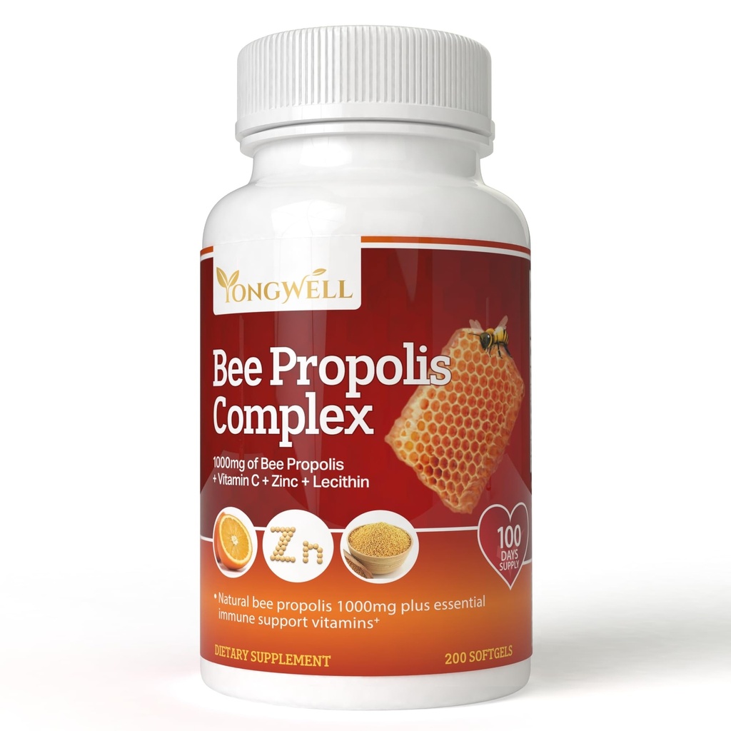 Super Bee Propolis Complex C-vitamiinin, sinkki ja lesitiini (200 kapselia)