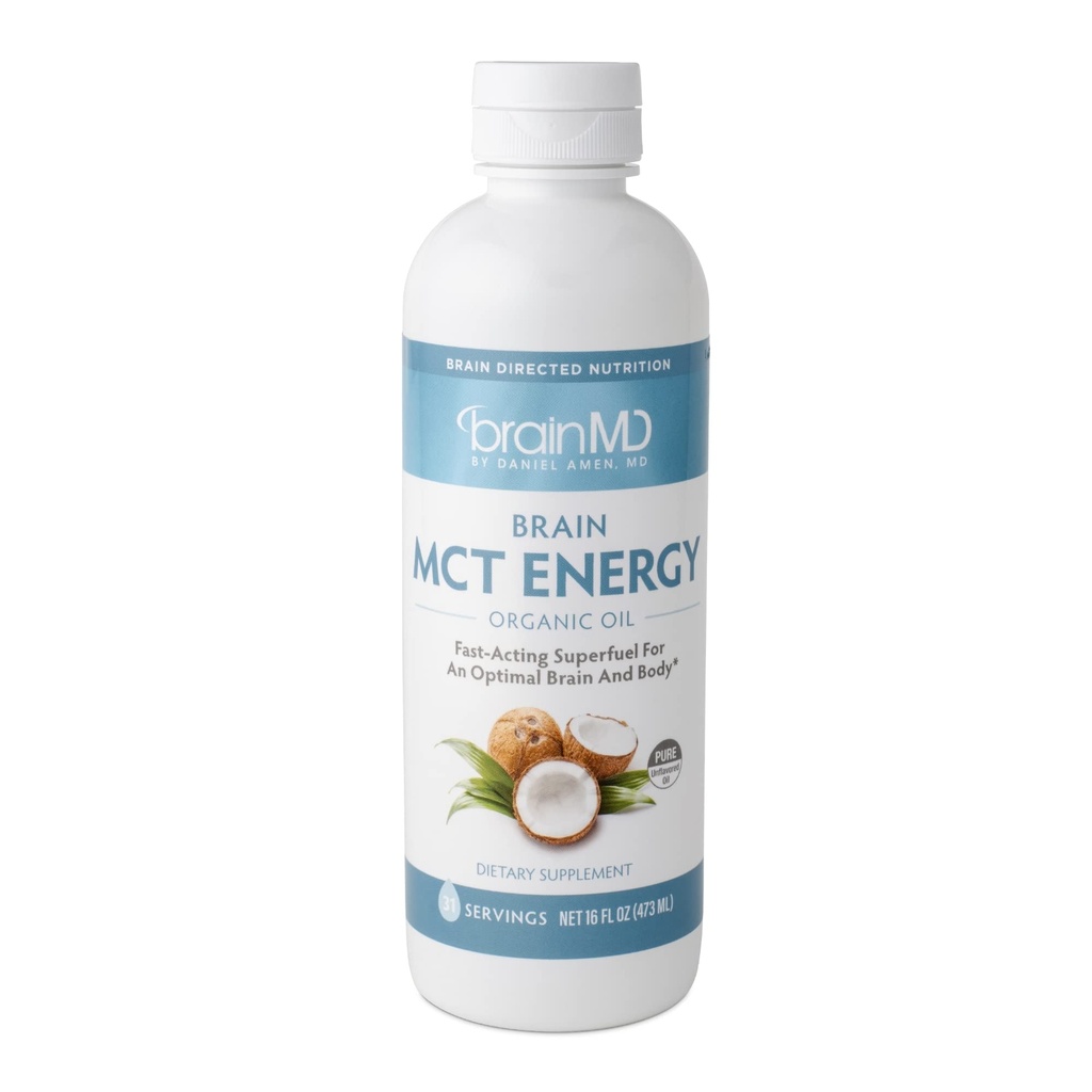 Dr Amen BrainMD Brain MCT Energy - 16 fl oz - Energy Support for Brain & Body - Parantaa Focus & Satiety - Clean & Fast Acting - Gluteeniton - 31 tarjoilua