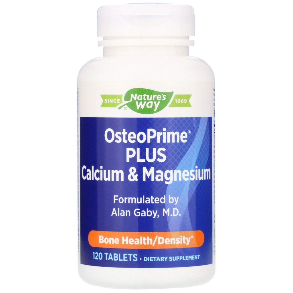 Naturens sätt OsteoPrime PLUS Calcium & Magnesium, stöder benhälsa & muskelfunktion *, med vitaminer D3 & K2, vegetariska, 120 tabletter