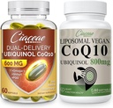Liposomal CoQ10 800mg 1PCS Bundle med Ubiquinol CoQ10 600 MG Softgels med Omega-3 & Shilajit & PQQ 1PCS