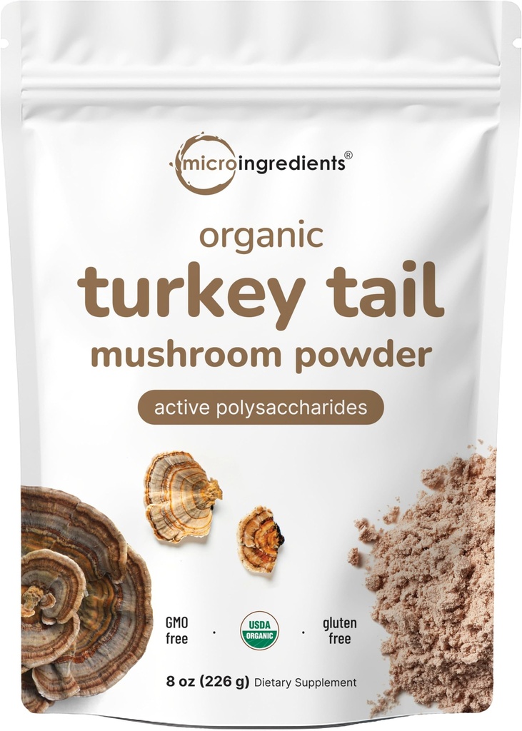 Micro Ingredients Organic Turkey Tail Mushroom Powder (50:1 uute), 8 Ounce 