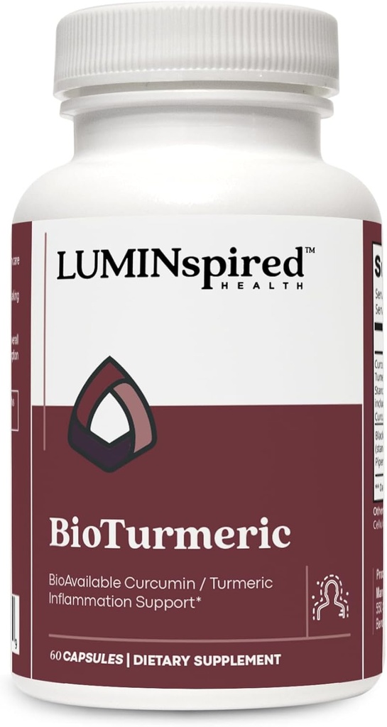 LUMINSPIRED TERVEYS Korkea Imeytyminen Turmeerinen kurkumiini täydentää Black Pepper Extract Joint Health, antioksidantti tuki & tulehdus Relief, Vegan, ei-GMO, Gluteeniton - 60 kreiviä