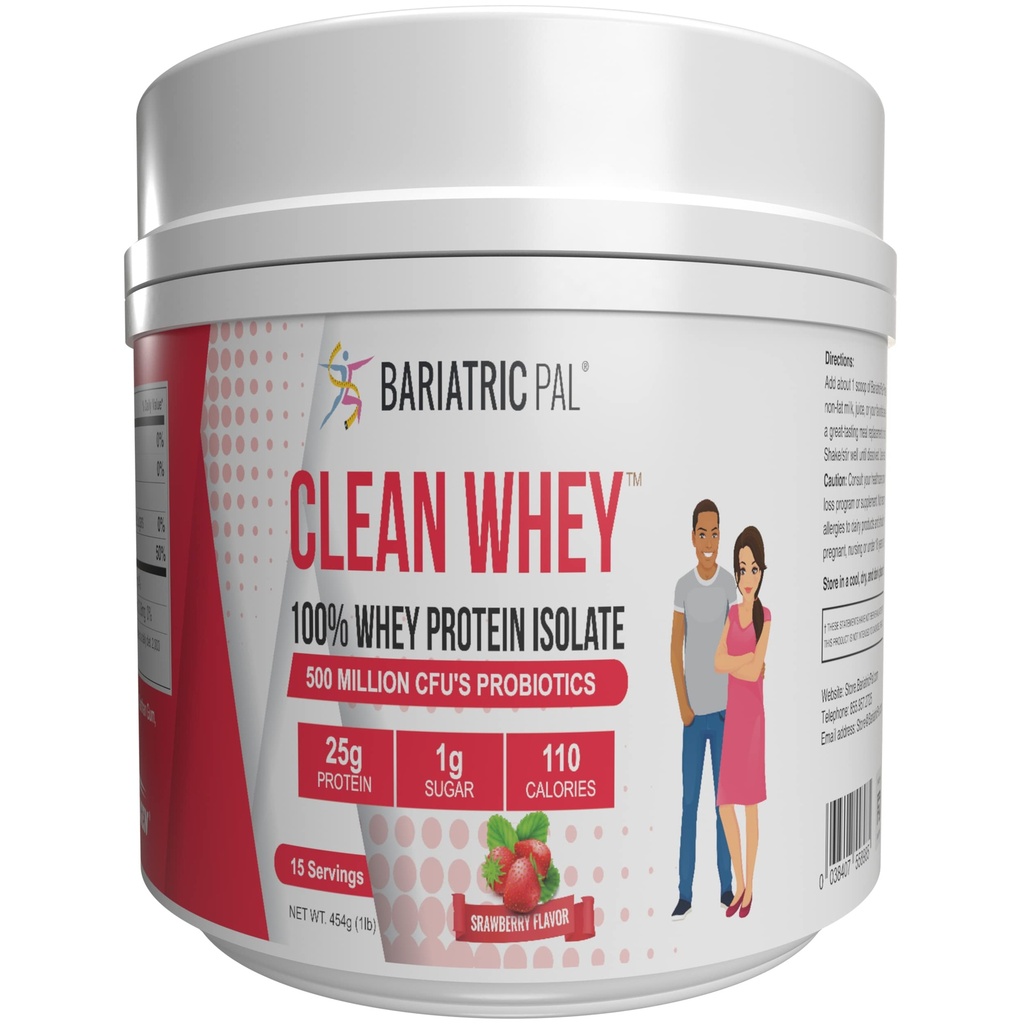 BariatricPal Clean Whey Protein (25g) med probiotika - jordgubbar (15 portioner)