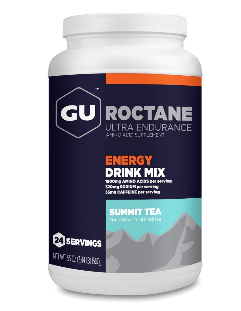 GU Energy Roctancy Ultra Endurance Energy Drink Mix, Vegan, Gluteeniton, Kosher, 35 mg kofeiini, ja Dairy-Free n-the-Go energia tahansa workout, 3.44-Pound Jar, Summit Tea