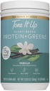 Tone It Up Plant Based Protein Powder + Greens I Dairy Free, Kosher, Non-GMO Pea & Pumpkin Seed Protein för kvinnor I 14 portioner, 15g Protein - Vanilla