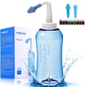Darate Neti Pot Sinus Rinse Bottle, Nose Wash Cleaner Pressure Rinse Nasal Irrigation for Adult & Kid BPA Free med Sticker Thermometer (500ML)