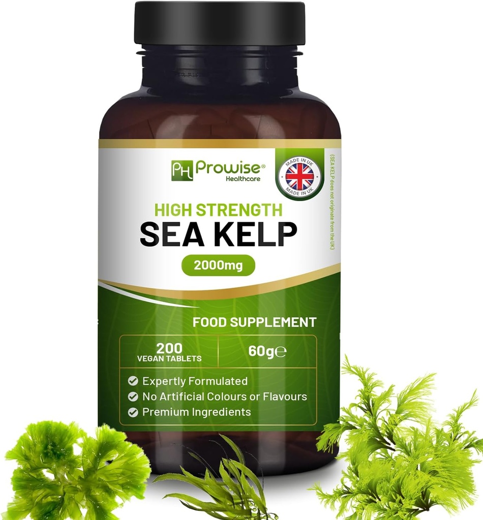 Sea Kelp 2000mg 200 Vegaanitabletit ... Luonnollinen Jodien lähde...