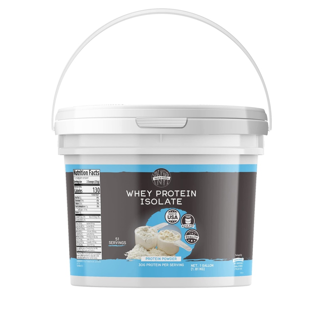 BIRCH & MEDOW 1 Gallon Whey Protein Isolate Powder, Harjoitus täydentää, makuamaton