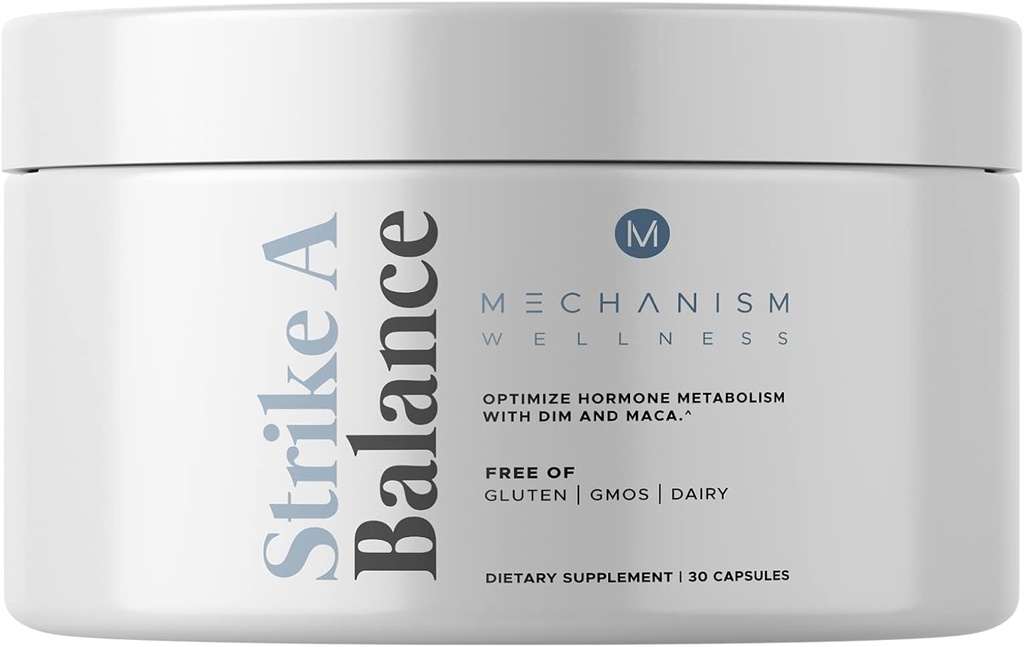 Strike A Balance Hormonal Balance Lisäravinteet DIM Maca Energy Mood Metabolia Etusivu PMS vaihdevuodet Tuki ei-GMO, 30 kapselia