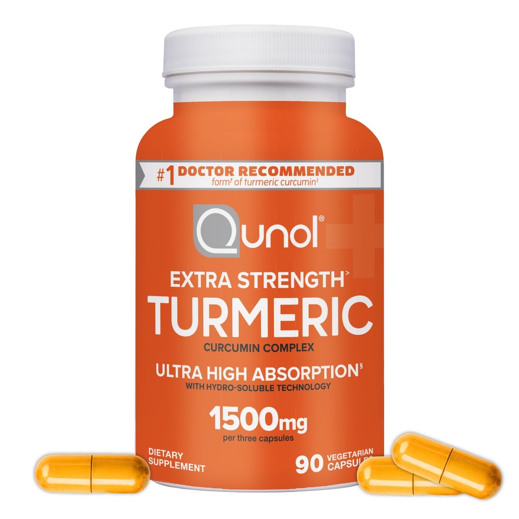 Kurkuma Kapselit, Qunoli, jossa on korkea ultraabsorptio 1500 mg, Joint Support, Ravintolisä, Extra Strength, 90 Kasvissyöjä Kapselit
