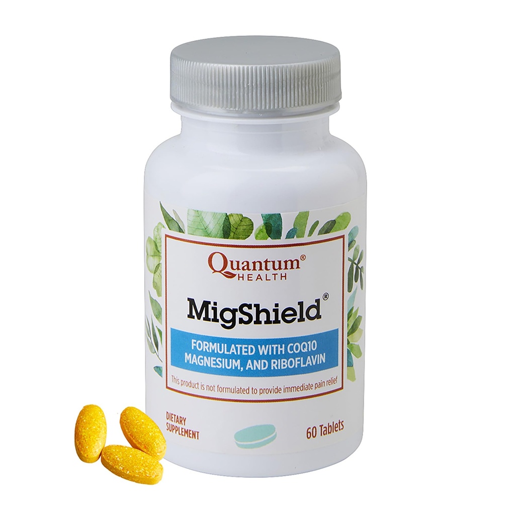 Kvantum Health MigShield Magnesium Supplement Riboflavin & CoQ10 auttaa edistämään kunnollinen toiminta aivojen sydän ja lihakset Päivittäinen ravitsemus Essentials naisille ja miehille - 60 tablettia