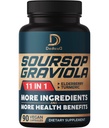 Soursop Graviola Capsules - 3 månaders leverans - 9450mg Per Servering - 11 Herbs Elderberry, Turmeric Curcumin, Ginger Root, Milk Thistle - Mood, Mind, Body & Immune Support - 90 Vegan Capsules