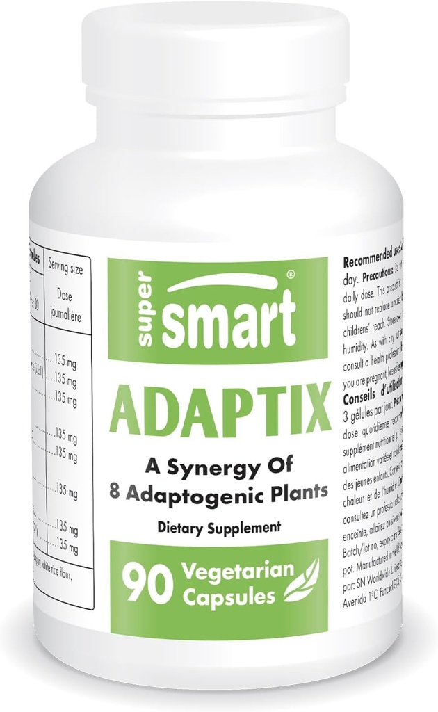 Supersmart Adaptix (Advanced Formula) - 8-in-1 Kasviuutteet - Adaptogen Yrtit Ashwagandha, Astragalus, Ginseng, Reishi 